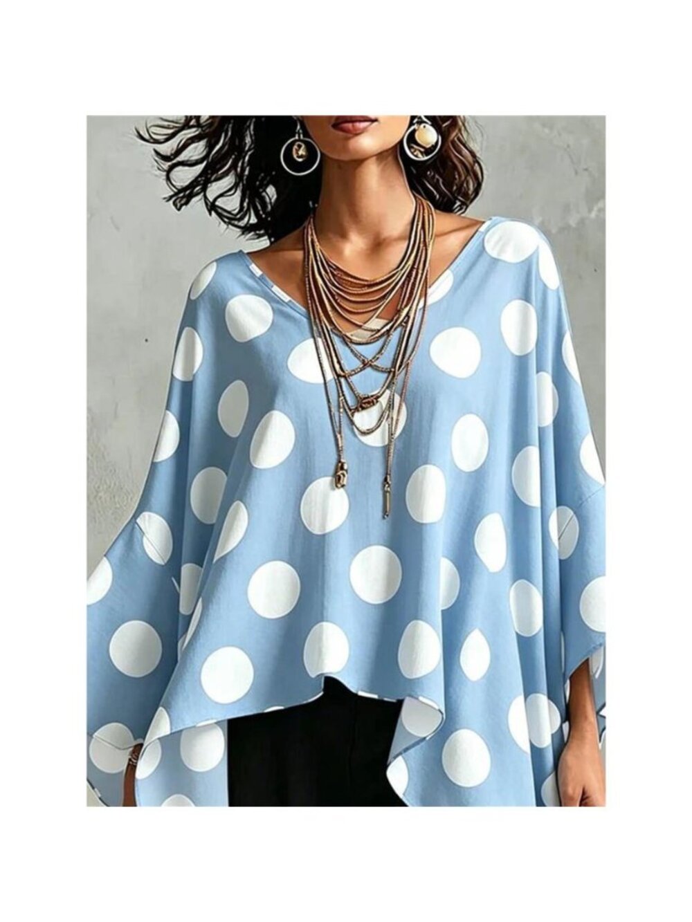 Polka Dot Asymmetrical Hem Blouse
